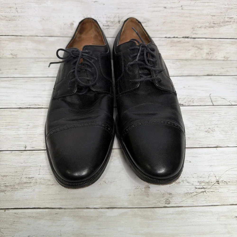 Johnston Murphy Melton 59-0721 Black Leather Cap Toe Oxford Men's Shoes 11.5 M